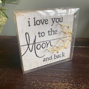Rustic 3D String Art Decorative Wood Sign with Moon Design and Frame